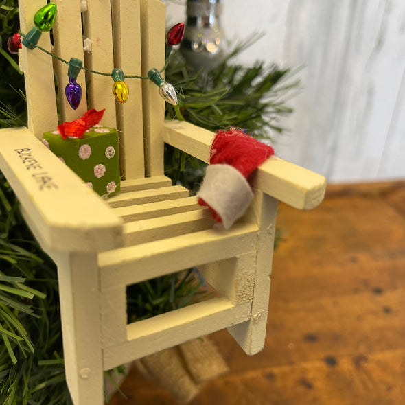 Handcrafted Ornament - Adirondack & Present with Lights
