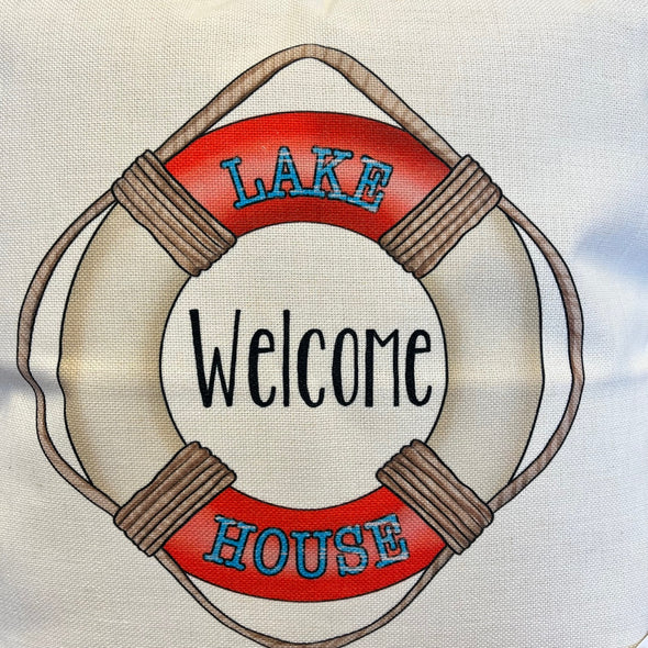 Welcome Lake House Cottage Pillow
