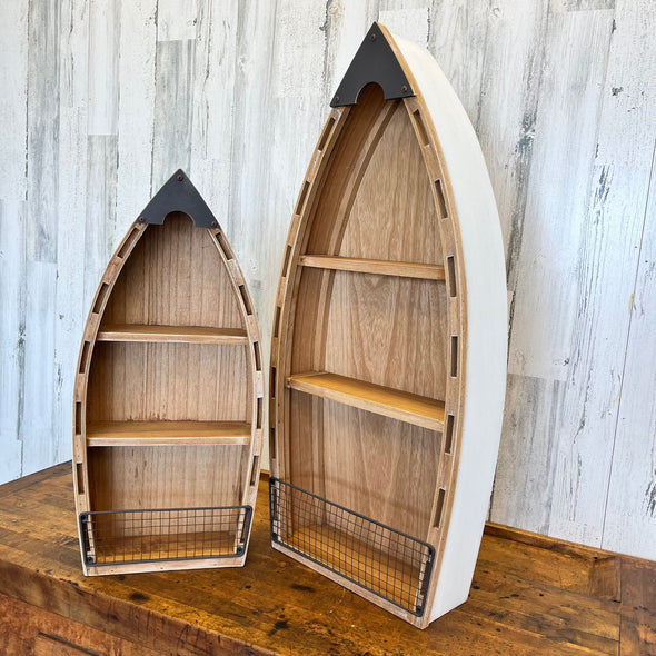 "Wooden Boat with Shelves"