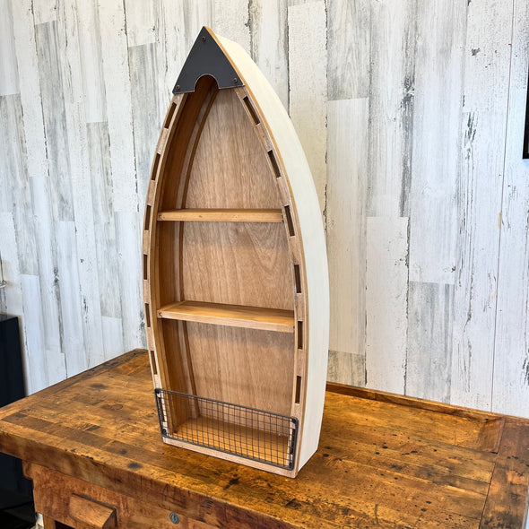 "Wooden Boat with Shelves"