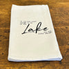 25 Inch 100% Cotton White Kitchen Towel Featuring "If You are Lucky Enough to be at the Lake, You are Lucky Enough" Sentiment