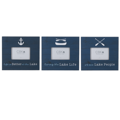 4 x 6 Inch Photo Frame Featuring Anchor, Canoe, and Paddle Designs with Lake Sayings