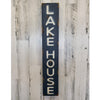 31 Inch Distressed Navy Blue Wooden Farmhouse Wall Decor Featuring Vertical "Lake House" Sentiment