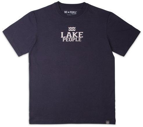 Navy Crew Neck Unisex Shirt With Wave Design and White Lake People Phrase On the Chest