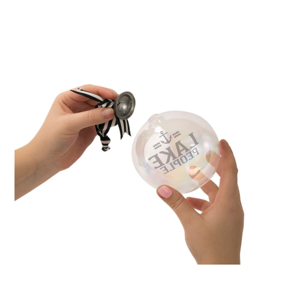 Glass Sphere Ornament Featuring Anchor Design and Lake People Ornament