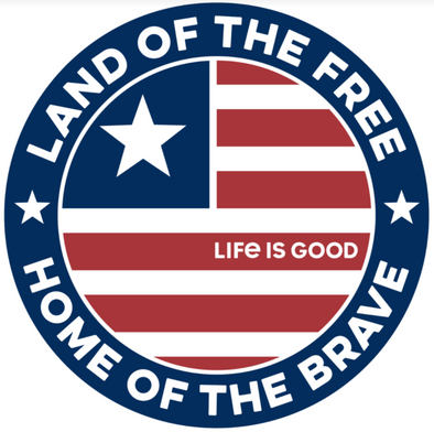 4 Inch Round  Magnet with American Flag Design and Land of the Free Home of the Brave Phrase