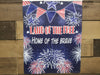 "18 Inch Navy Blue Garden Suede Flag With Mini Flag and Fireworks Design and Land of th Free Home of the Brave Phrase"