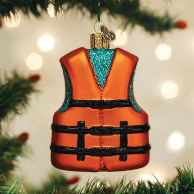 2.75 Inch Christmas Holiday Nautical Ornament Featuring Life Jacket Design