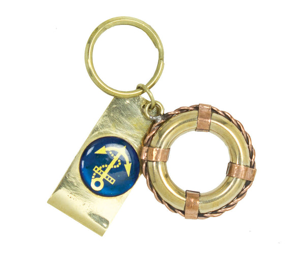 3 Inch Brass Life Ring Keychain With Anchor Design