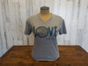 Gray V-Neck Tee With Love this Place Phrase and Buckeye Lake Map inside the Letter O