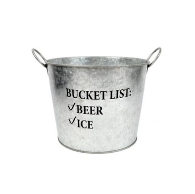 10" Galvanized Metal Bucket With Handle And Beer Ice Bucketlist Saying 