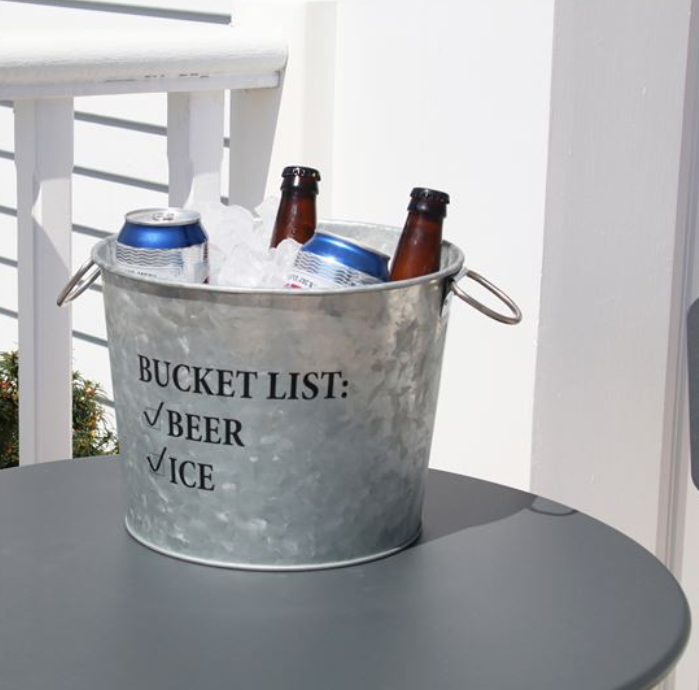Bucket List Beer Bucket with Handle Beverage Tub Galvanized Metal
