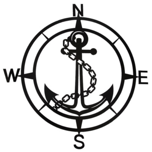 Metal Wall Compass Rose with Anchor