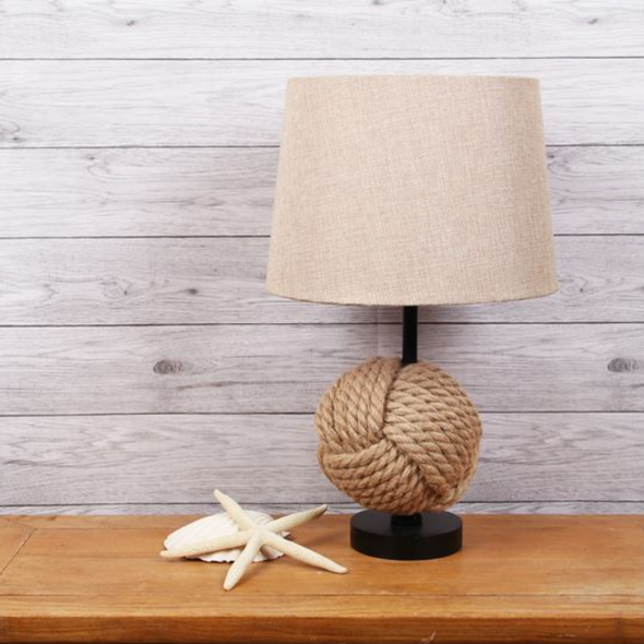 18.5 Inch Table Lamp Featuring Made of Rope Monkey Fist on the Base