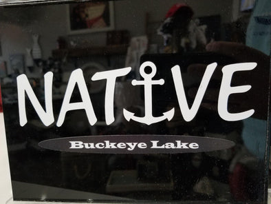 White Native Buckeye Lake Phrase With Anchor Design Vinyl Auto Decal