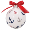 4 Inch Glass Ornament Featuring Colorful Mini Anchor Design with a Red Ribbon 
