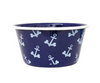 Navy Blue Pet Bowl With White Mini Dog Bone Anchors Design