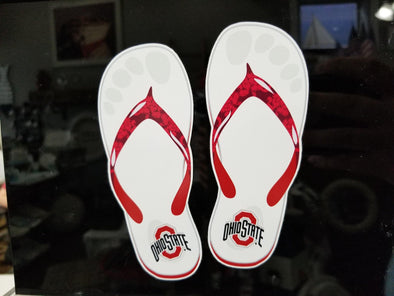 White and Red Flip Flop With Ohio State Logo Vinyl Auto Decal