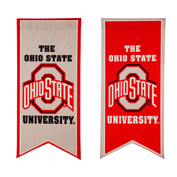 28 Inches H Red White Garden Flag Banner with The Ohio State University Phrase