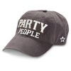 Dark Gray  Adjustable Back Closure Cap Featuring Embroidered and Appliqued "Party People" Sentiment