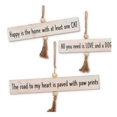 14 Inch Wooden Signs with Rope for Hanging Featuring Pet Saying Sentiment