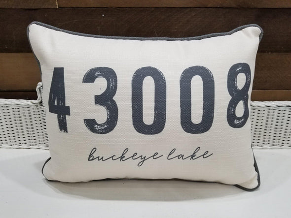 Rectangular Linen Pillow Featuring Zip Code "43008" and "Buckeye Lake" Sentiment