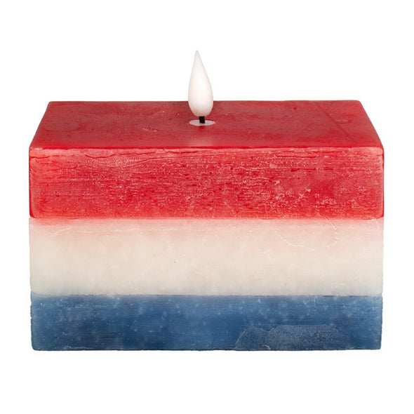 5 Inch Red, White, and Blue Rectangular LED Candle 