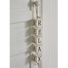 24.5 Inch White Wooden Hanging Block Featuring "Relax" Letters in Every Block
