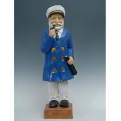 25 Inch and 30 Inch Resin Figurine Featuring a Ship's Captain with White Hat and Blue Suite Figure