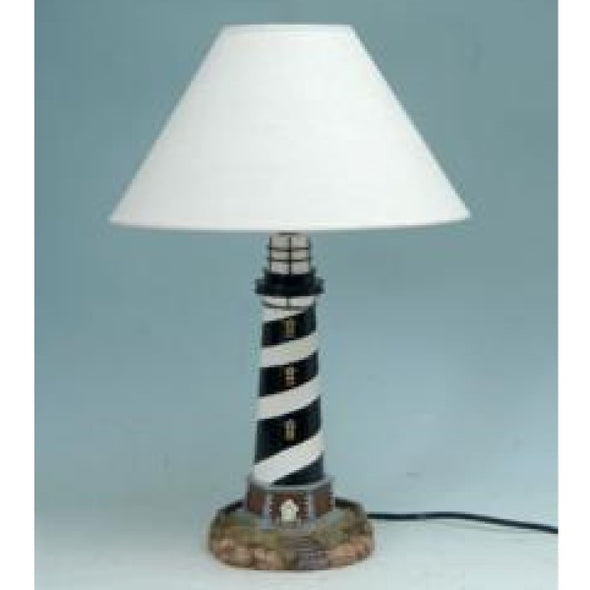 22 Inch White Resin Table Lamp Featuring Lighthouse base Design