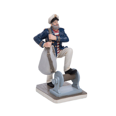 9.75 Inch Resin Figurine Featuring a Ship's Captain Holding A Travelling Bag