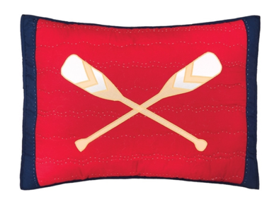 26 Inch Red Rectangular Pillow Featuring Crossed Paddle Design