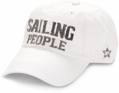 White Adjustable Back Closure Cap With Embroidered and Applique Sailing People Phrase
