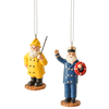 3.5 Inch Christmas Holiday Ornament Featuring Santa In Sailor Suit and Santa in Ship's Captain Suit Holding a Life Ring