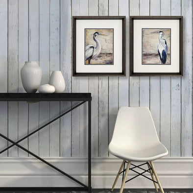 16 Inch Wooden Framed Canvas Wall Art Featuring Blue Heron Design