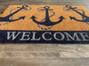 Brown Coir Door Mat With Rope Anchor Design Design and Welcome Sentiment