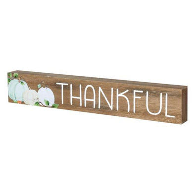 12 Inch Wooden Display Sitter Featuring Pumpkin Design with "Thankful" Text