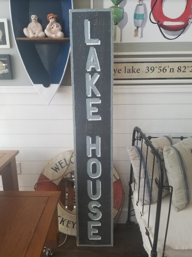 Lake House Vertical  Wood Sign - Buckeye Lake Place
