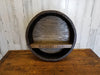 Round Vintage Brown Wooden Bourbon Barrel Whiskey Wall Shelf With Stainless Ring At The Side