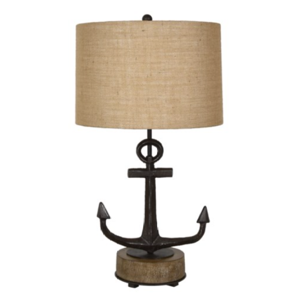 26.5 Inch Height Metal and Resin Table Lamp Featuring Anchor Designed Base