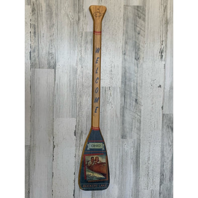 Blue Version Wooden Boater Paddle Featuring "Welcome Buckeye Lake Oho" Sentiment