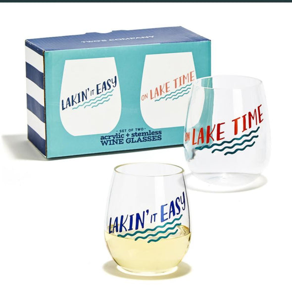 Lake Life Acrylic Wine Glass Set