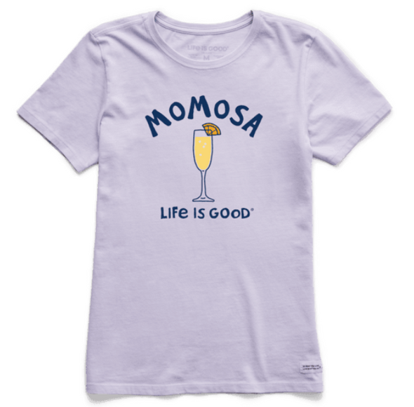 Classic Fit Lilac Purple Crew Neck Tee With Glass Juice Design and Momosa Keep It Simple Phrase