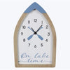 Wooden Tabletop Clock Featuring Boat Shaped Design and "On Lake Time" Sentiment