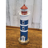 14.5 Blue Wooden Lighthouse Tabletop Figurine Featuring White Stripes 