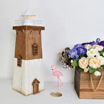 Wooden Lighthouse with Lights Nautical Tabletop Figurine