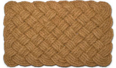 33 Inch Natural Coir Door Mat With Woven Rope Design