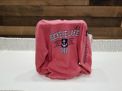 Youth Long Sleeve Hooded Sweatshirt With Anchor Design and Buckeye Lake Ohio Phrase