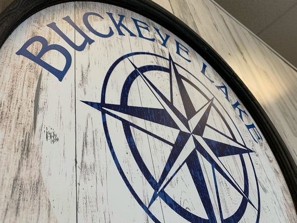 Compass Rose Barrel End - White/Blue
