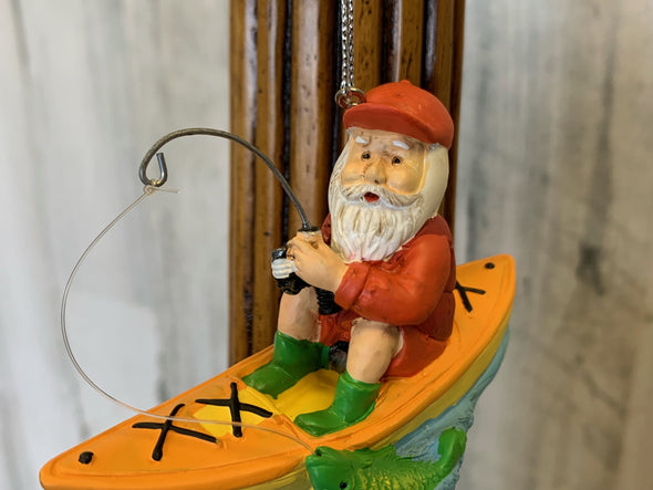 Santa in Kayak Fishing Ornament